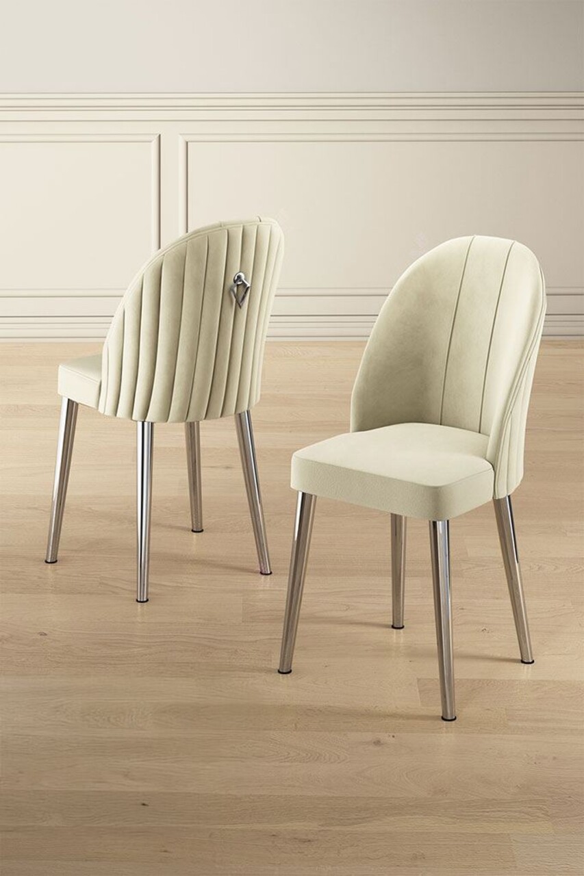 Set scaune 2 piese, Hanah Home, Mara, Crem / Crom - imagine 4